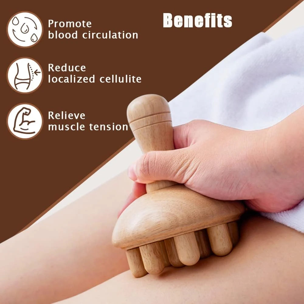 Wooden Mushroom Shape Massage,Manual Wood Therapy Massage Tool,Anti Cellulite,Maderoterapia,Lymphatic Drainage,for Full Body Use Beauty World Shop