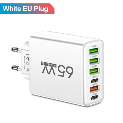 USB Charger 65W Mobile Phone Charger Fast Charging For Xiaomi Samsung Huawei P70 Travel Charger Adaptor For iPhone Quick Charger Beauty World Shop