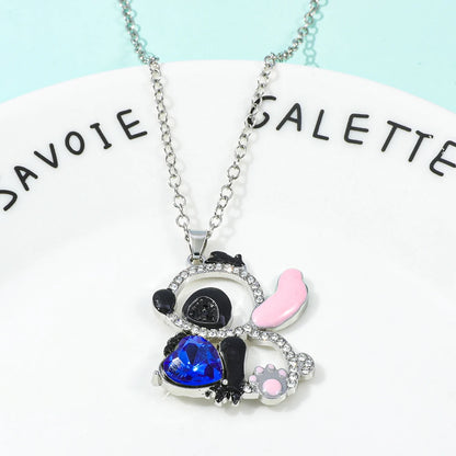 Lilo & Stitch Heart Rhinestone Necklace for Girls Anime Charms Pendant Fashion Jewelry Aesthetic Accessory Birthday Gift Beauty World Shop