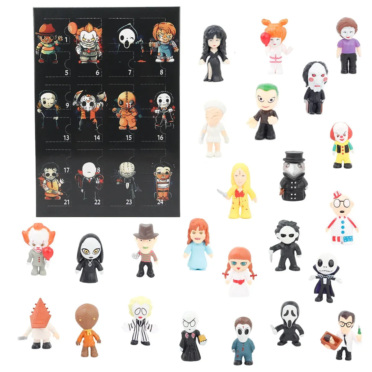 24Pcs/Set Horror Movie Characters V for Vendetta Chucky Freddy Jason Scary Saw PVC Action Figures Toys Beauty World Shop