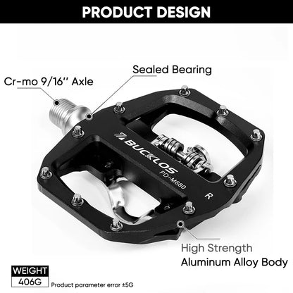 BUCKLOS Mountain Bike Pedals 3 Sealed Bearing PD-M680 Dual Clipless Flat & Lock Pedal Aluminum Cycling Pedals Fit Shimano SPD Beauty World Shop