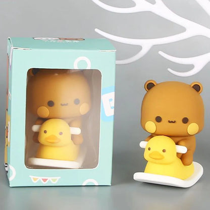 Cute Kawaii Bubu Dudu Panda Bear Figure Cartoon Exciting Bear Miniatures Collectible Animal Toy Doll Ornament Home Derocation Beauty World Shop