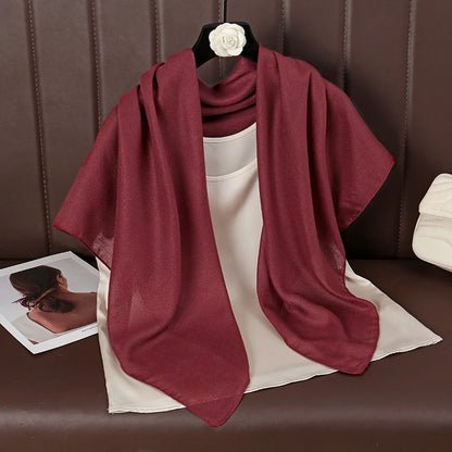 90*90cm Thin Soft Square Scarves for Women Simplicity Solid Color Cotton Linen Headscarf Muslim Female's Hijabs Bag Accessories Beauty World Shop