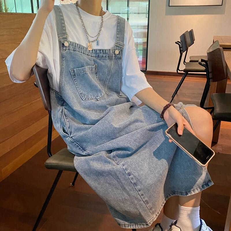 Spring Summer Denim Overall Dress Women Sleeveless Jeans Dresses Fashion Female Solid Slip Casual Loose Spaghetti Strap Dresses Beauty World Shop