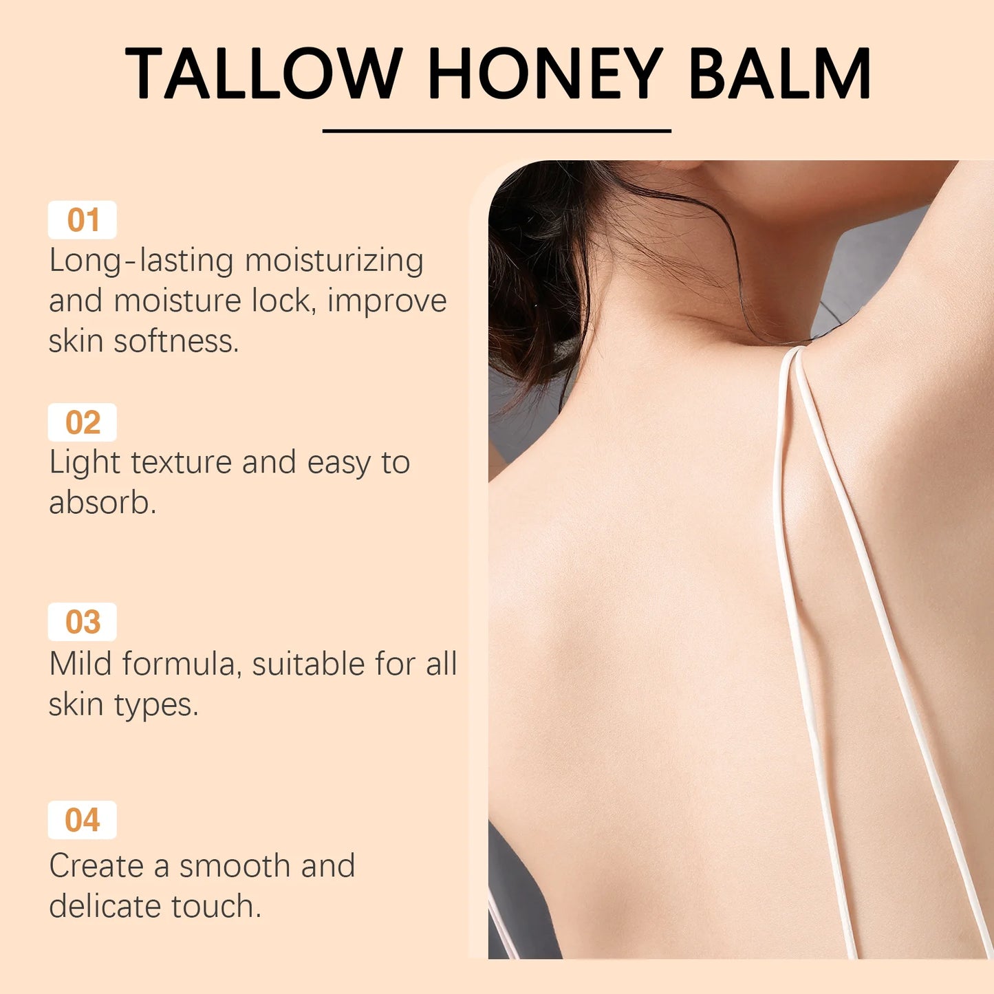 Beef Tallow Honey Cream Brightening Fade Dark Spots Remove Melanin Firming Non-Greasy Lasting Moisturizing Soothing Body Lotion Beauty World Shop