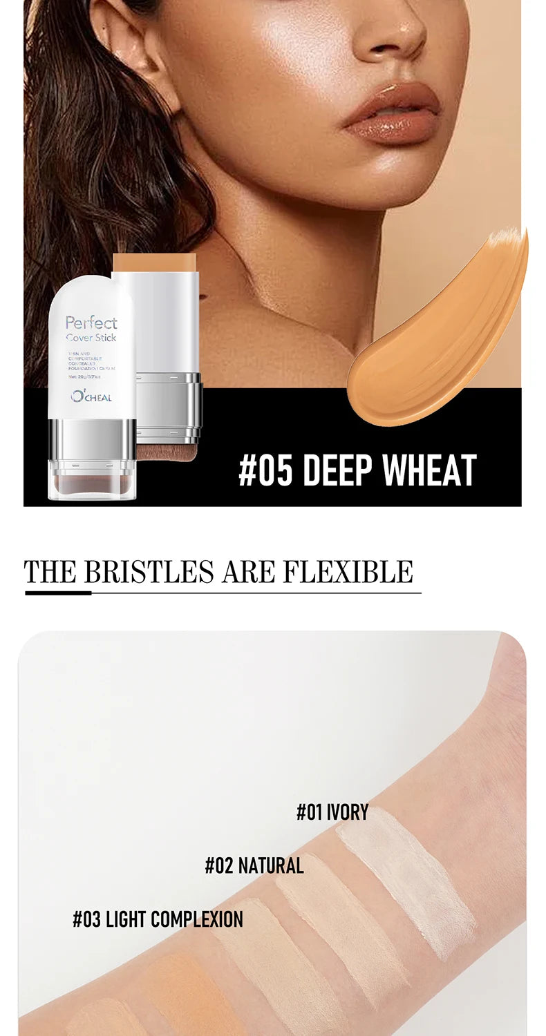O'CHEAL Perfect Cover Stick Thin And Comfortable Concealer Foundation Cream Stick Instant Natural Waterproof Long-lasting Makeup Beauty World Shop