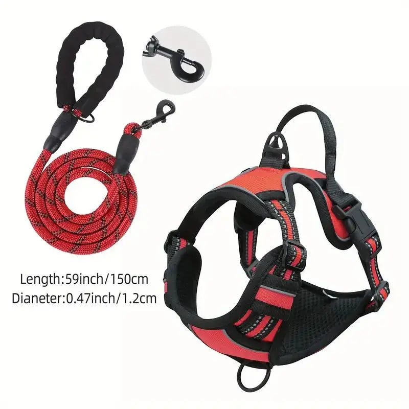 Service Dog Harness Front Clip Heavy Duty Reflective Easy Control Handle for Large Dog Walking，Easy to Control for Small Medium