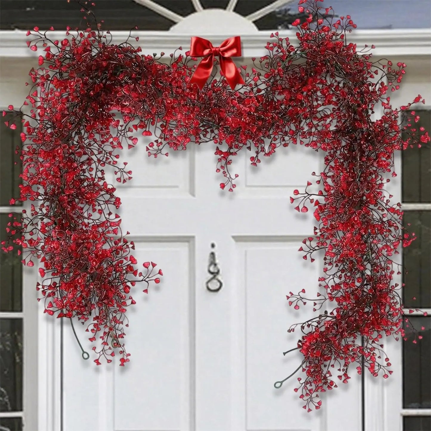 1.8m Artificial Hanging Plants Garland Plastic Red Ferns Fake Ivy Plant for Christmas Home Wedding Table Party Garden Decoration Beauty World Shop