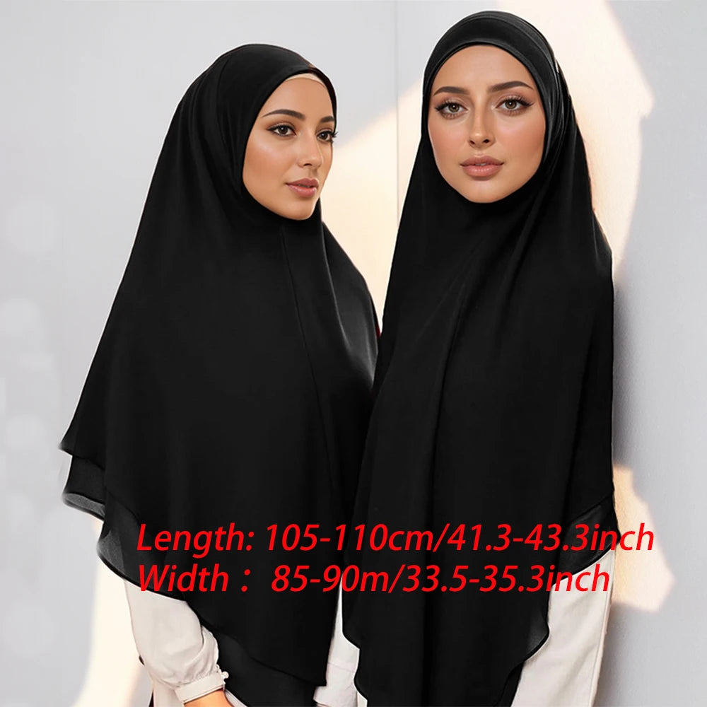 1pc Double layered Chiffon Ready to Wear Instant Hijabs Solid Headscarf Foulard Femme Musulman Shawl Wrap Bandana Beauty World Shop