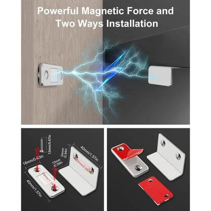 1pair Magnetic Door Catch Latch-Invisible Strong Adhesion, Drill-Free Mount, Seamless Release- Ideal for Cabinets, Sliding Doors Beauty World Shop