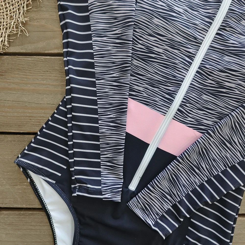 2026 Surfing Sport Swimsuit Long Sleeves Women One Piece Swimsuit  Swimwear Solid Monokini Bathing Suit Tropical Bodysuit Female Beauty World Shop