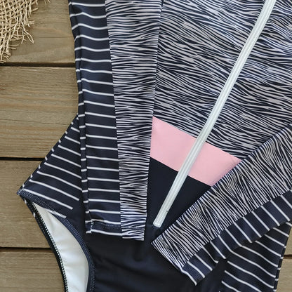 2026 Surfing Sport Swimsuit Long Sleeves Women One Piece Swimsuit  Swimwear Solid Monokini Bathing Suit Tropical Bodysuit Female Beauty World Shop