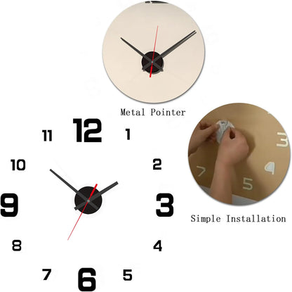 3D Creative Frameless DIY Wall Hanging Clock Wall Stickers Home Mute Digital Clock Living Room Office Wall Decoration Beauty Fashion
