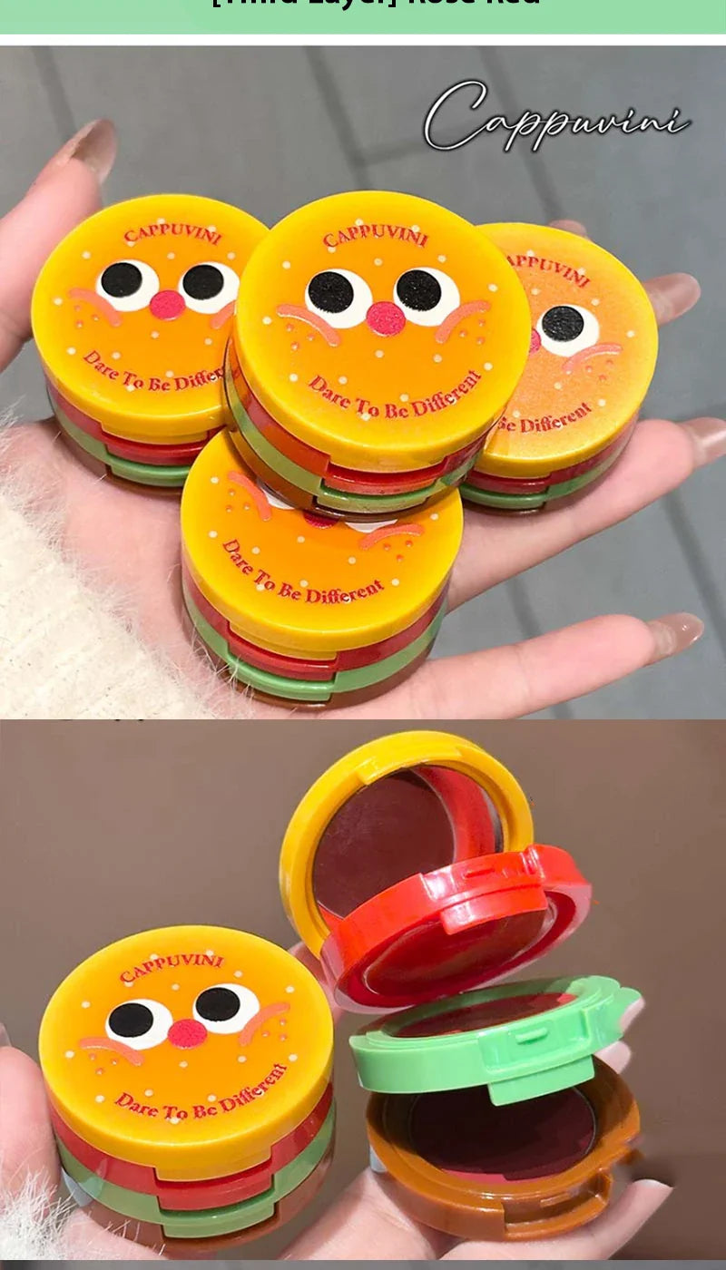 Cappuvini Velvet Lip Mousse - Matte Butter Formula, Long-Lasting Non-Drying, Cute Hamburger Design ,Compact and portable Beauty Trend Shop