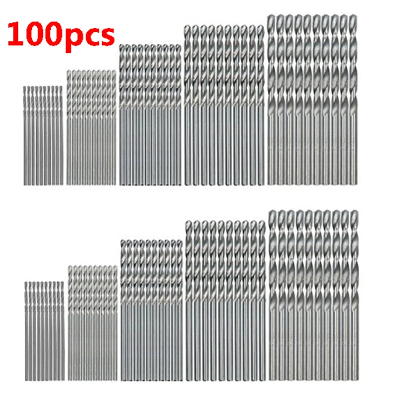 100/50Pcs Titanium Coated Drill Bits HSS High Speed Steel Set Tool Quality Power Tools 1/1.5/2/2.5/3mm Beauty World Shop