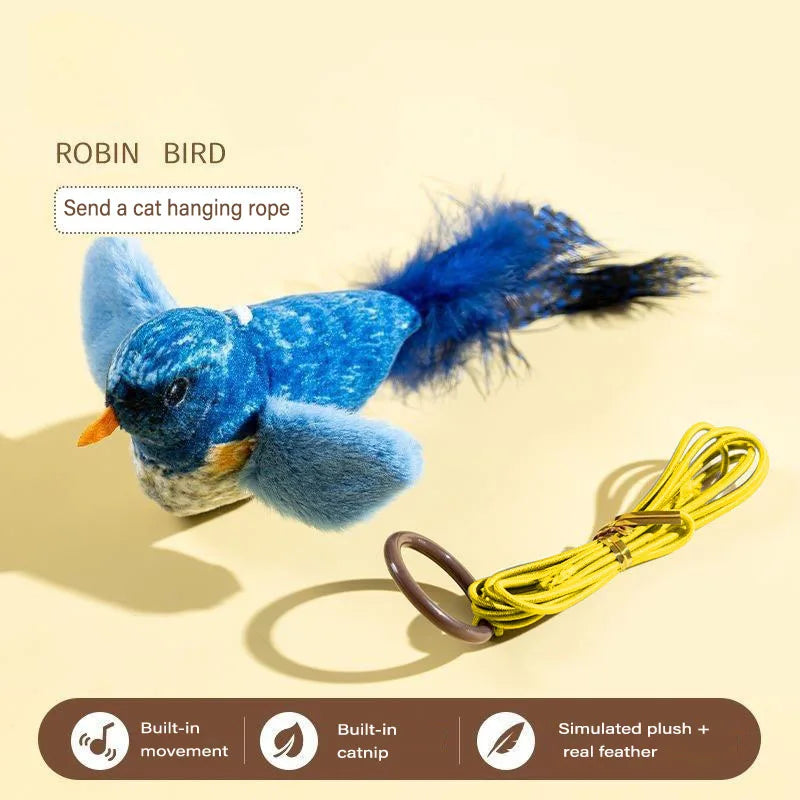Indoor Interactive Birds Toy for Cat Chasing Teasing Toy Sounding Catnip Cat Teaser Toy Self-hilarity Wall Hanging Birds Cat Toy Beauty World Shop