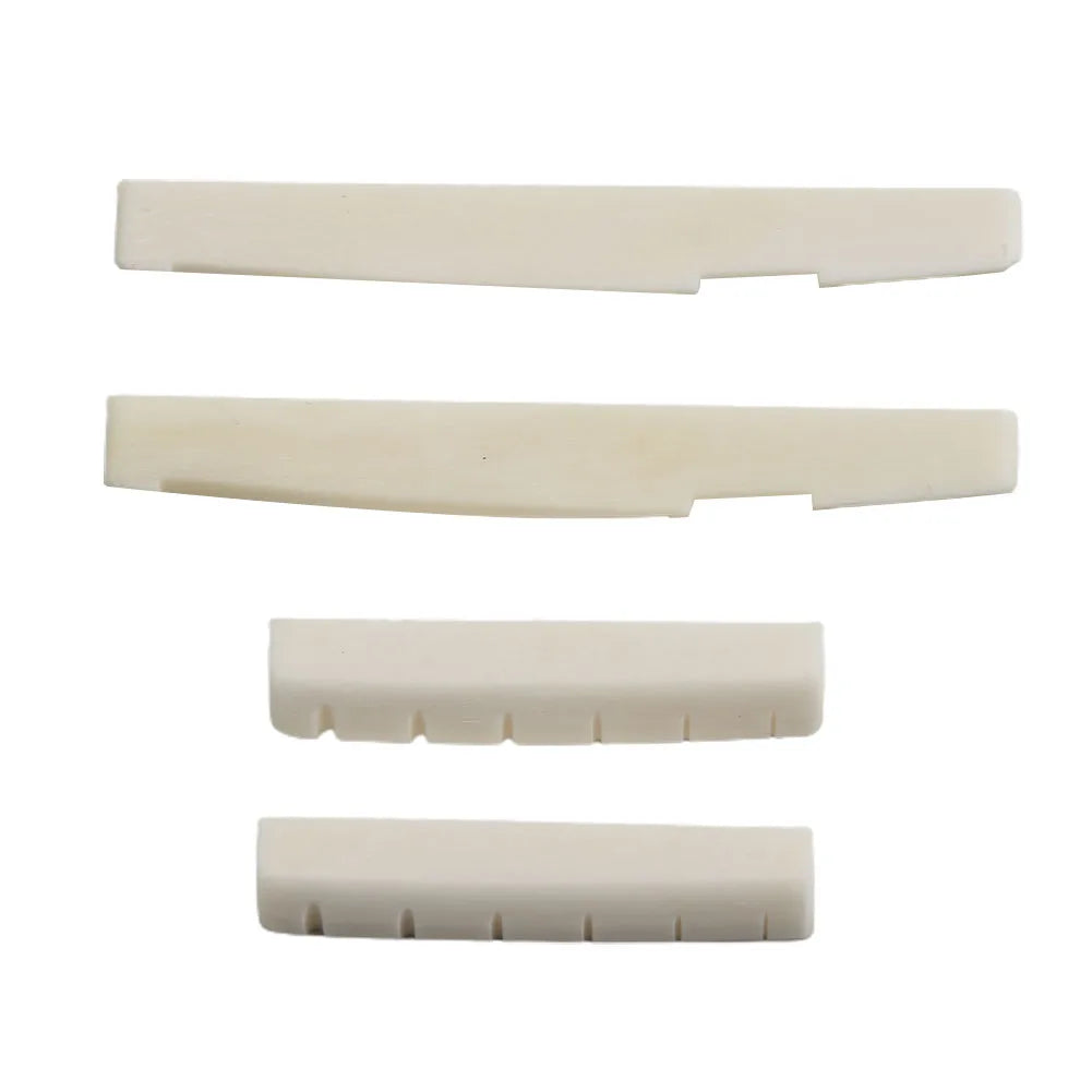 2 Sets 4 Pcs 6 String Acoustic Guitar Bone Bridge Saddle 72mm And Nut 43mm Cow Bone Nut Top Folk Pillow Folk Bottom Pillow Beauty World Shop