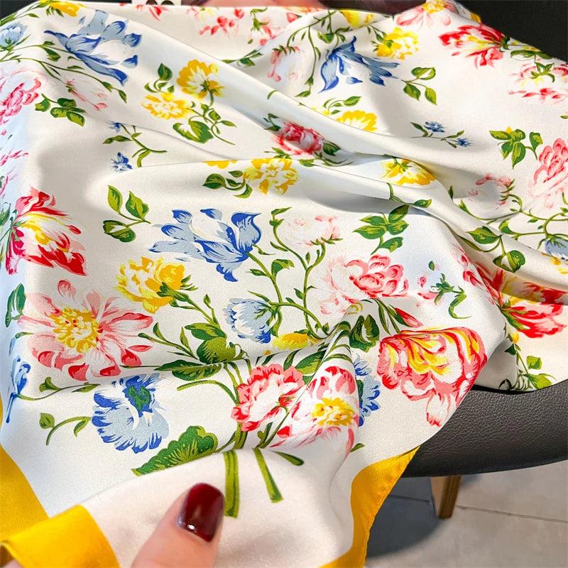 70cm Silk Feeling Square Scarf Women Satin Bandana Print Scarves Head Band Fashion Lady Hair Shawl Wrap Female Neckerchief Hijab Beauty World Shop