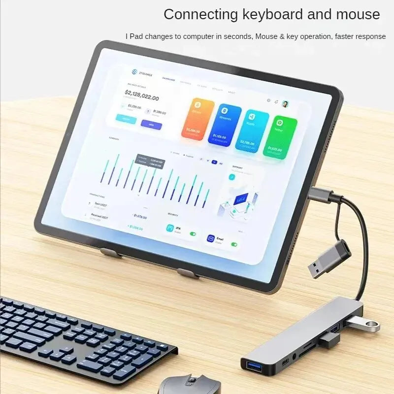 8 In 2 USB HUB With Splitter Card Reader, USB C Port, USB 3.0 / 2.0, SD/TF Splitter Card Reader, Docking Station Beauty World Shop