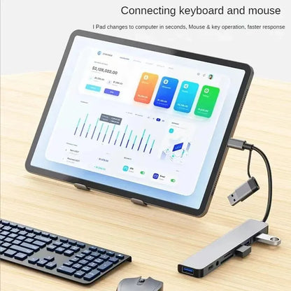 8 In 2 USB HUB With Splitter Card Reader, USB C Port, USB 3.0 / 2.0, SD/TF Splitter Card Reader, Docking Station Beauty World Shop