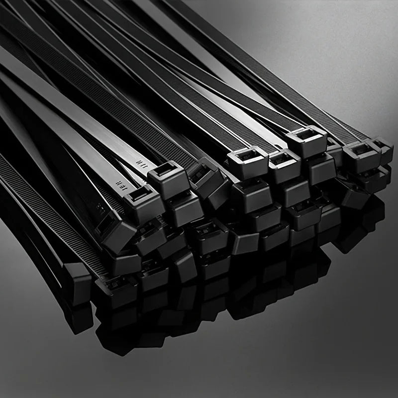 100pcs Black Cable Ties High Tensile Strength, Uv Resistant, Self-Locking For Home & Office Cord Management Beauty World Shop