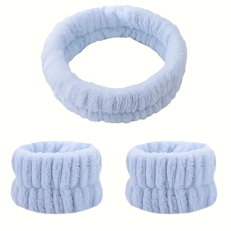 Coral Velvet Facial High-elastic Makeup Hairband Face Wash Wristband Set-face Wash, Facial Mask, Skin Care Beauty World Shop