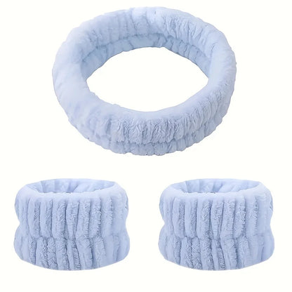 Coral Velvet Facial High-elastic Makeup Hairband Face Wash Wristband Set-face Wash, Facial Mask, Skin Care Beauty World Shop