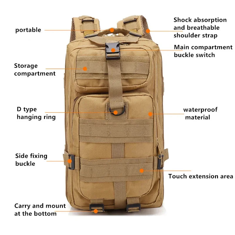 Fishing Tactical Backpack Outdoo Travel Fishing Camouflage Bag  Climbing Hunting Backpack Fishing Hiking Nylon 3P Pack Backpack Beauty World Shop