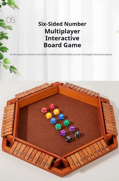Six Sided Flipping Game, Wooden Number Game, Shut The Box Dice Game - Parent-Child Board Game, Bar Party, Leisure Gambling Game Beauty World Shop