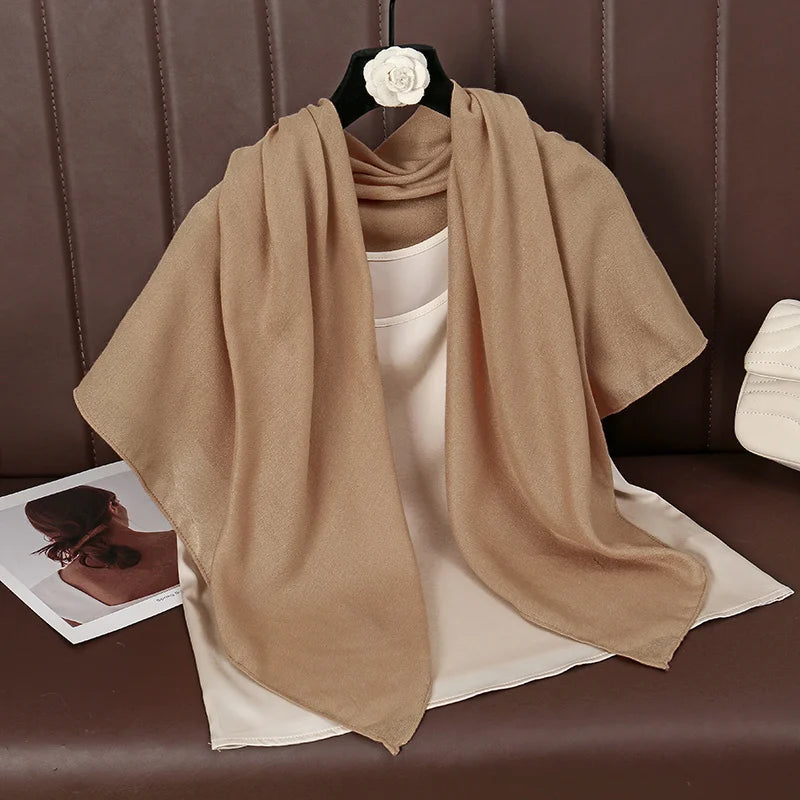 90*90cm Thin Soft Square Scarves for Women Simplicity Solid Color Cotton Linen Headscarf Muslim Female's Hijabs Bag Accessories Beauty World Shop