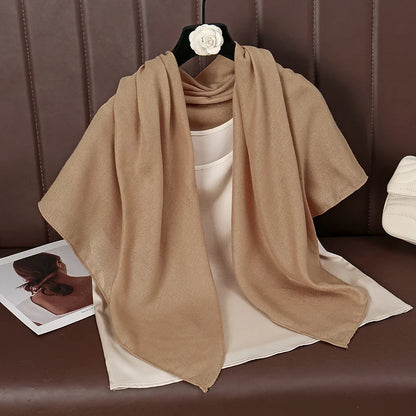 90*90cm Thin Soft Square Scarves for Women Simplicity Solid Color Cotton Linen Headscarf Muslim Female's Hijabs Bag Accessories Beauty World Shop