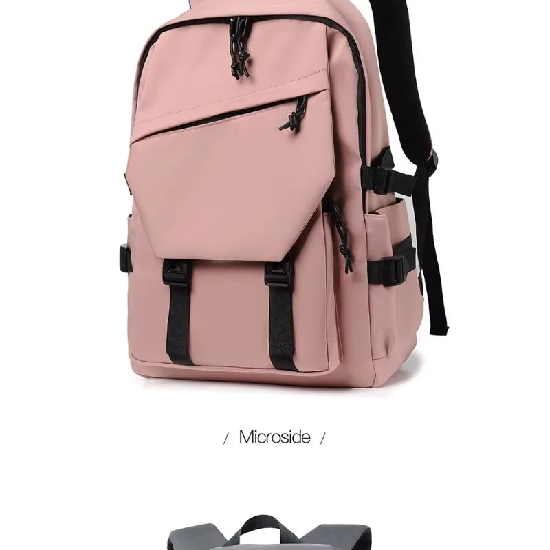 One 15 Inch Polyester Waterproof Solid Color Simple Men's Backpack Fashion Couple Student Computer Backpack Beauty World Shop