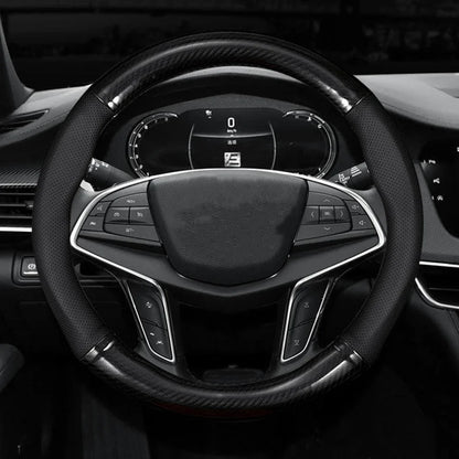 Universal Car Steering Wheel Cover Carbon Fiber Leather Three-dimensional Anti Slip, Timple And Fashionable Car Accessories Beauty World Shop