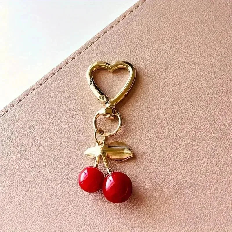 Cherry Blossom Heart-Shaped Bag Charm Durable Lobster Clasp DIY Bag Accessory Perfect Gift for Women Romantic Token of Love Beauty World Shop