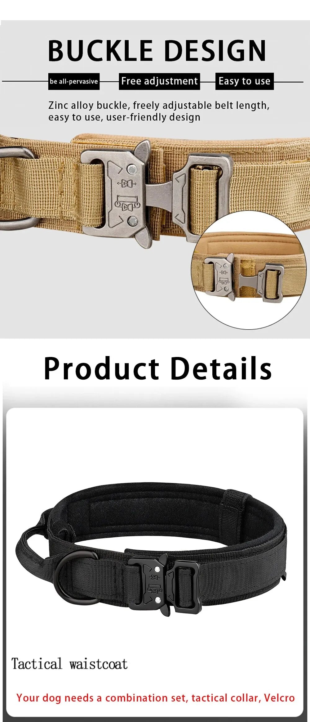 Pet Products Outdoor Tactical Dog Collar Metal Buckle Breathability Nylon Collar Medium and Large Dog Training Neck Collar Dog Beauty World Shop
