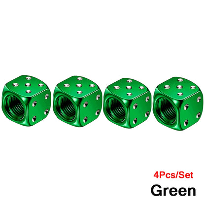 Aluminum Dice Tire Valve Caps Dustproof Car Truck Motocycle Bike Dice Wheel Stem Tyre Tire Wheel Stem Air Valve Dust Cap Cover Beauty World Shop