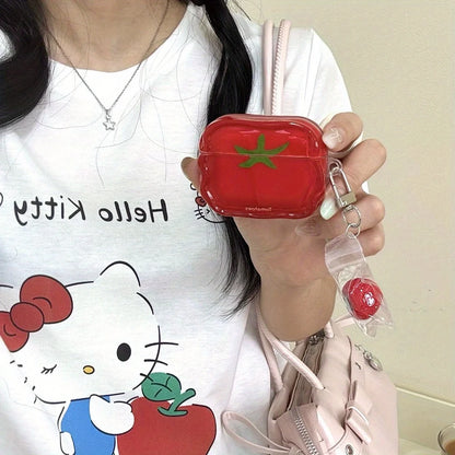 [Jm] Niche cute semi-transparent tomatoes are suitable for airpods 4th generation bluetooth headset case 2nd/3rd generation