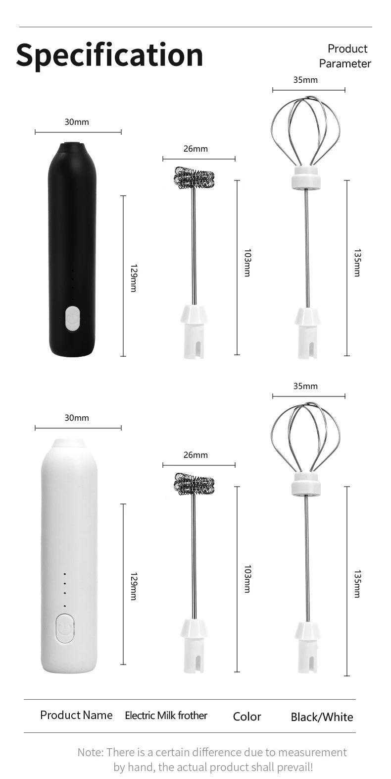 UPGRADED Electric Coffee Frother/MILK Whisk+Egg Beater MINI Food Blender USB Rechargeable Handheld Three Speeds Espresso Tools Beauty World Shop