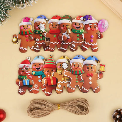 12/24pcs Christmas Gingerbread Man Ornaments Xmas Tree Wooden Hanging Pendants 2026 New Year Party Home Decoration Kids DIY GIft Beauty World Shop