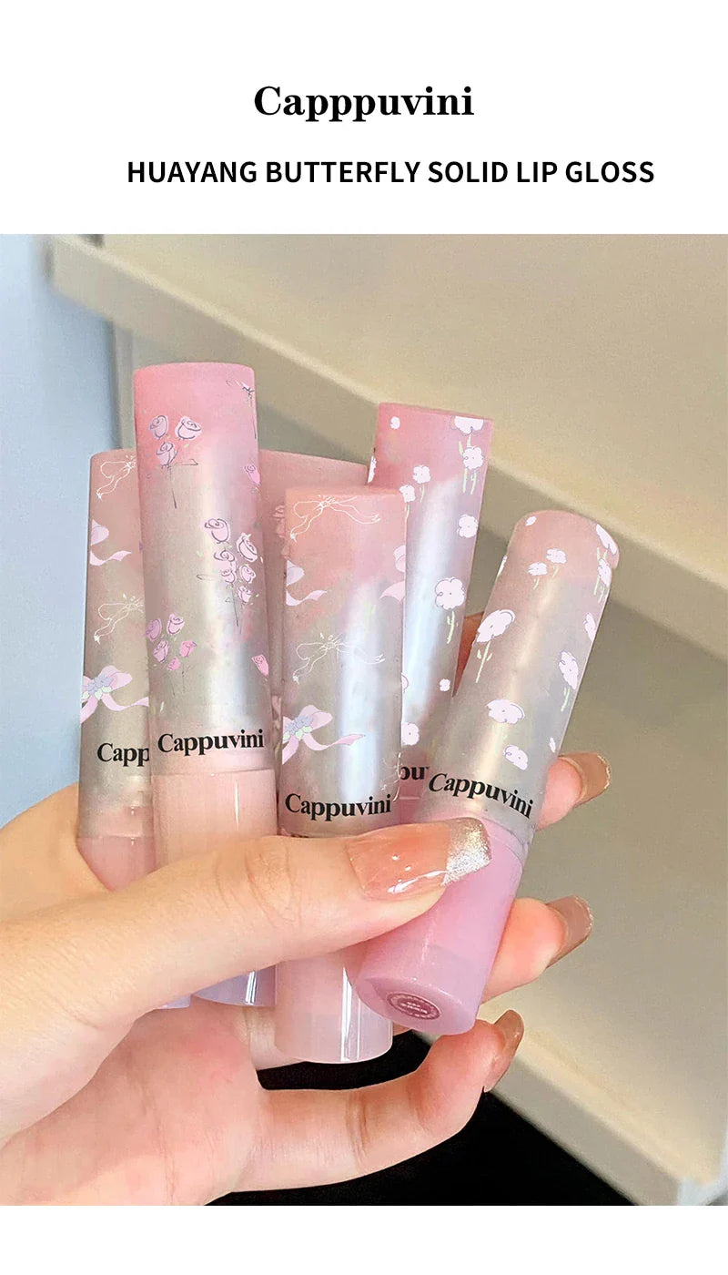 Flowery dish language lip gloss mirror lip glaze beep lip water light lasting makeup not easy to dip cup makeup Beauty Trend Shop