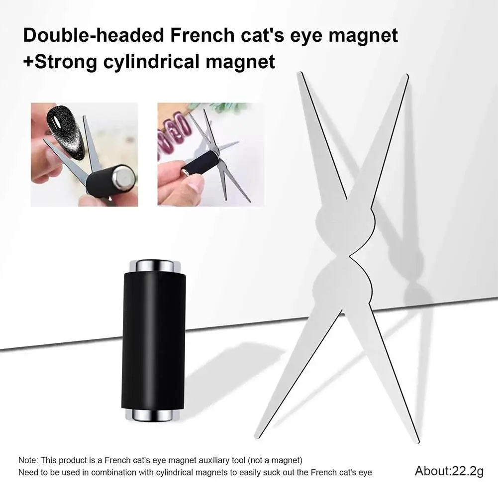 Double-head French Nail Art Magnet Set Cat Eye Magnetic Rod Combination Nail Art DIY V-Shaped Effect Gel Nail Polish Magnet Beauty Trend Shop