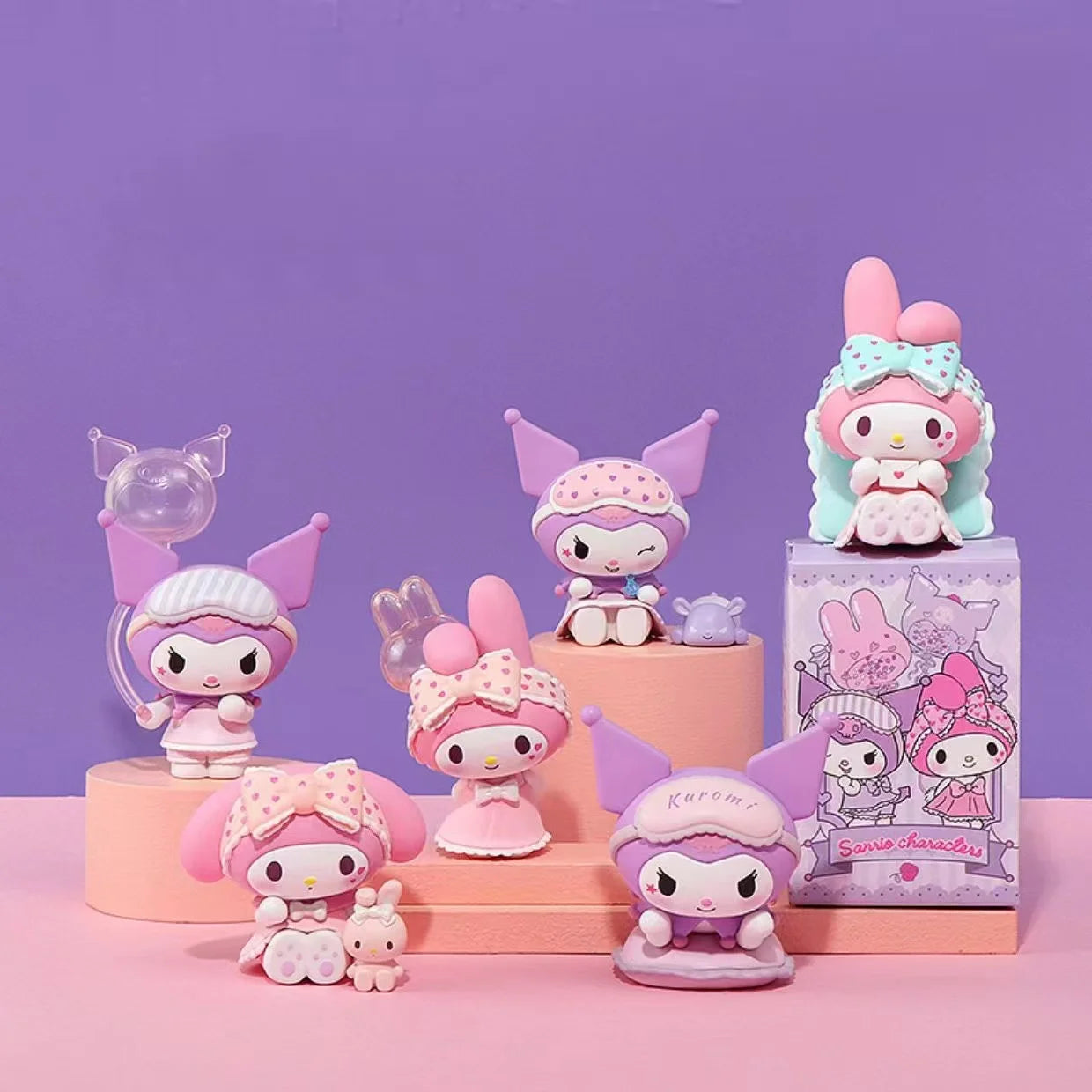 Sanrio Figure Blind Box Cute Kuromi My Melody Figures Toy Pajamas Series Collection Home Decorate For Children Christmas Gift Beauty World Shop