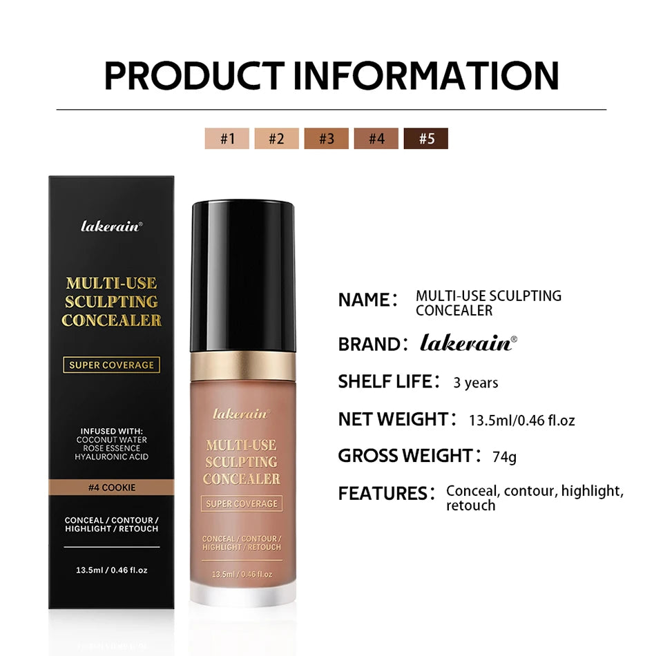 Long-lasting Coverage Concealer Matte Foundation Multi-Use Cream Oil Free Highlight and Retouch Face Makeup Products for Women Beauty World Shop