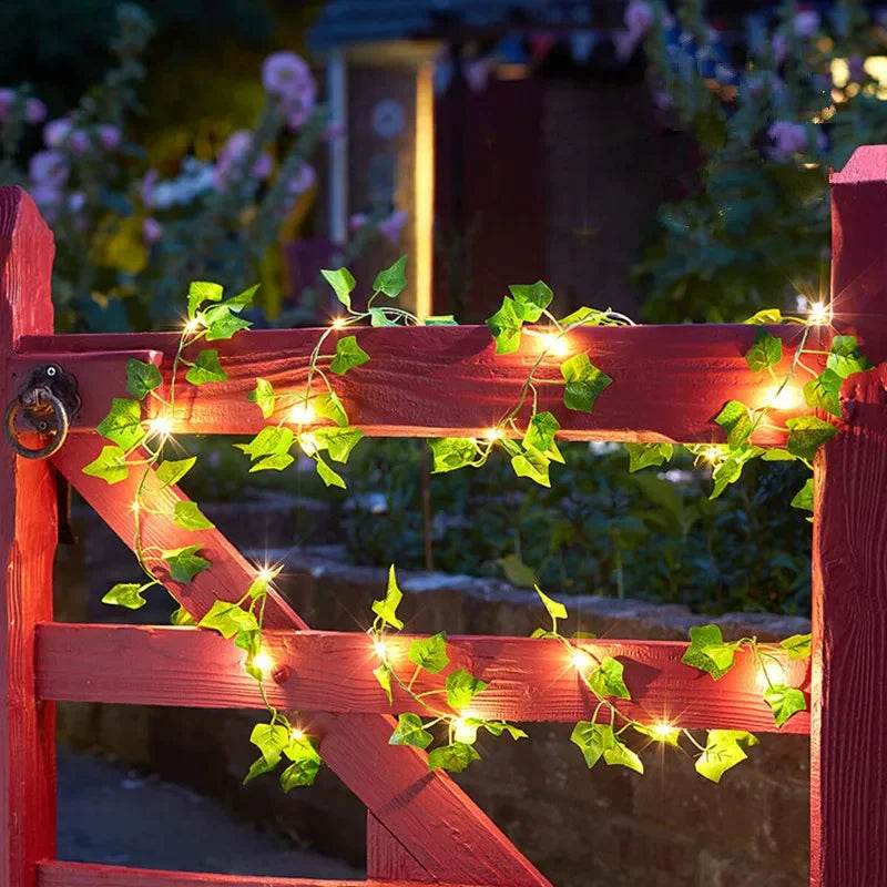 Flower Green Leaf String Lights Artificial Vine Fairy Lights Battery Powered Christmas Tree Garland Light for Weeding Home Decor Beauty World Shop