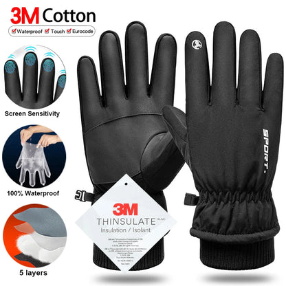 Thermal Winter Cycling Ski Gloves Outdoor Sports Running Motorcycle Touch Screen Fleece Gloves Non-slip Warm Full Fingers Gloves Beauty World Shop