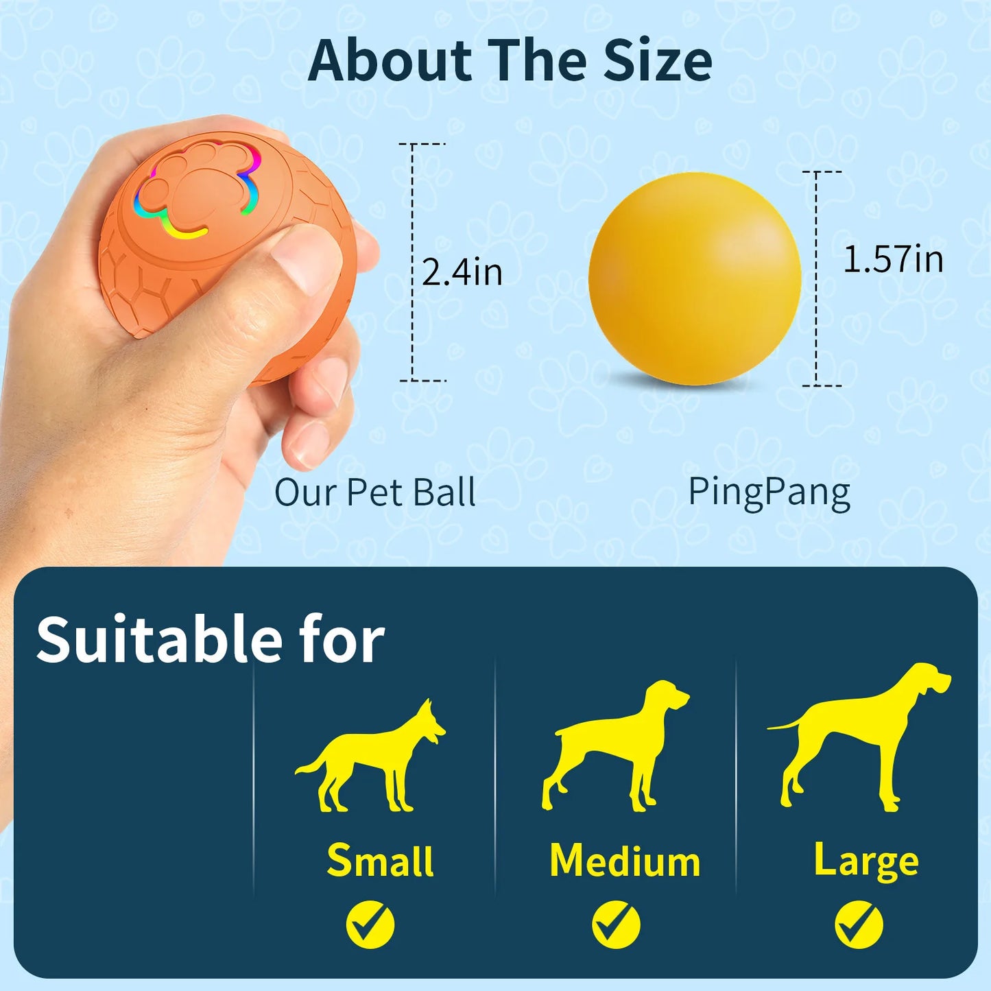Smart Dog Toy Ball Electronic Interactive Pet Toy Ball USB Automatic Bouncing Rolling Toy Ball With RGB Lights Puppy Cat Product Beauty World Shop