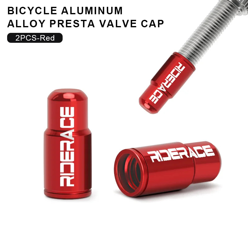 RIDERACE Bicycle Tire Valve Cap Aluminum Alloy CNC MTB Road Bike Tube Tyre Gas Nozzle Cover for FV Presta Valve Dustproof Beauty World Shop