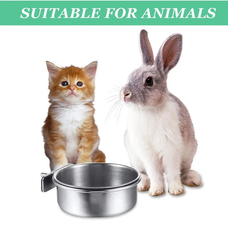 Small Pet Stainless Steel Bowl Parrot Food Bowl Water Bowl Food Cup Water Cup Food Trough Bird Food Cup Fixed Hanging Bowl Beauty World Shop