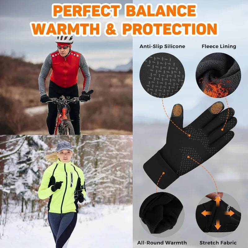 Winter Warm Gloves Touch Screen Windproof Cold-proof Cycling Gloves, Men's Women's Running, Hiking Skiing Gloves Beauty World Shop