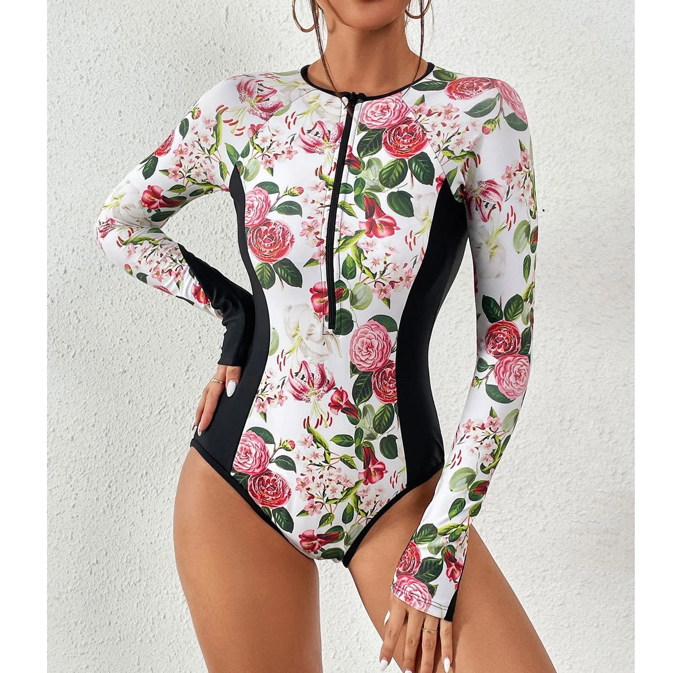 2026 Surfing Sport Swimsuit Long Sleeves Women One Piece Swimsuit  Swimwear Solid Monokini Bathing Suit Tropical Bodysuit Female Beauty World Shop